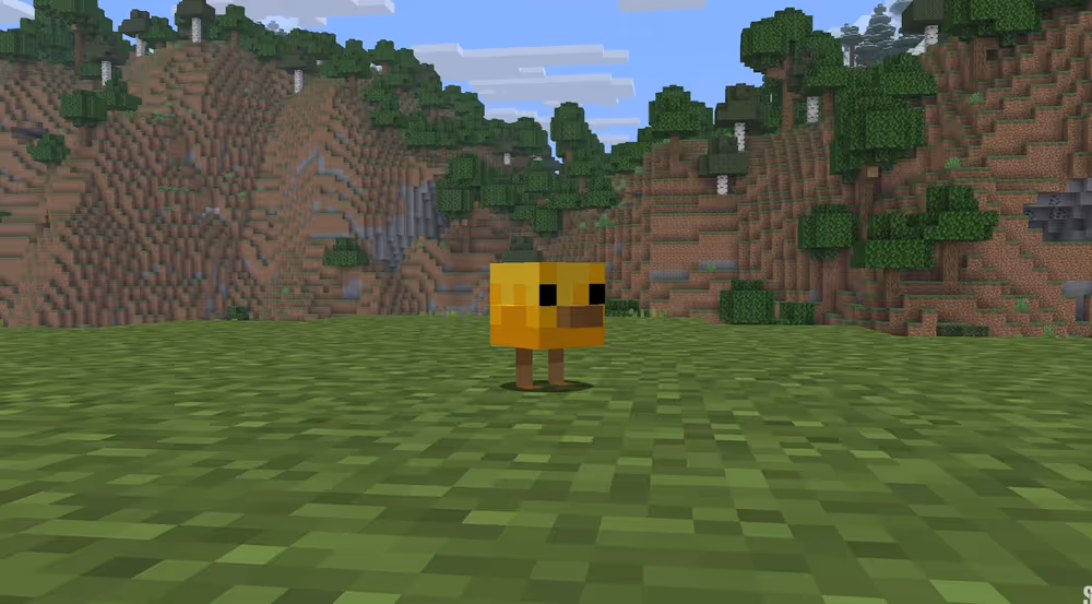 Image showcasing the new baby chicken in Minecraft 26.1 Update
