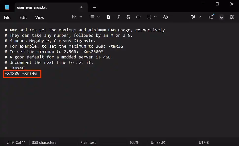 How to allocate RAM to the server