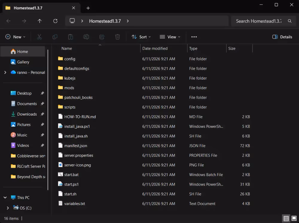 Extracted homestead server pack