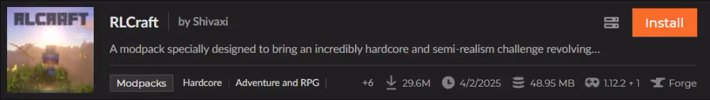 RLCraft on Curseforge