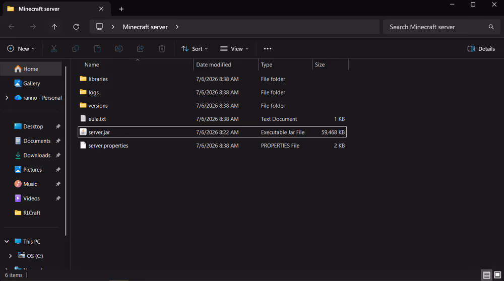 Minecraft server folder after running server.jar for the first time. you need to accept the eula to finish installing.