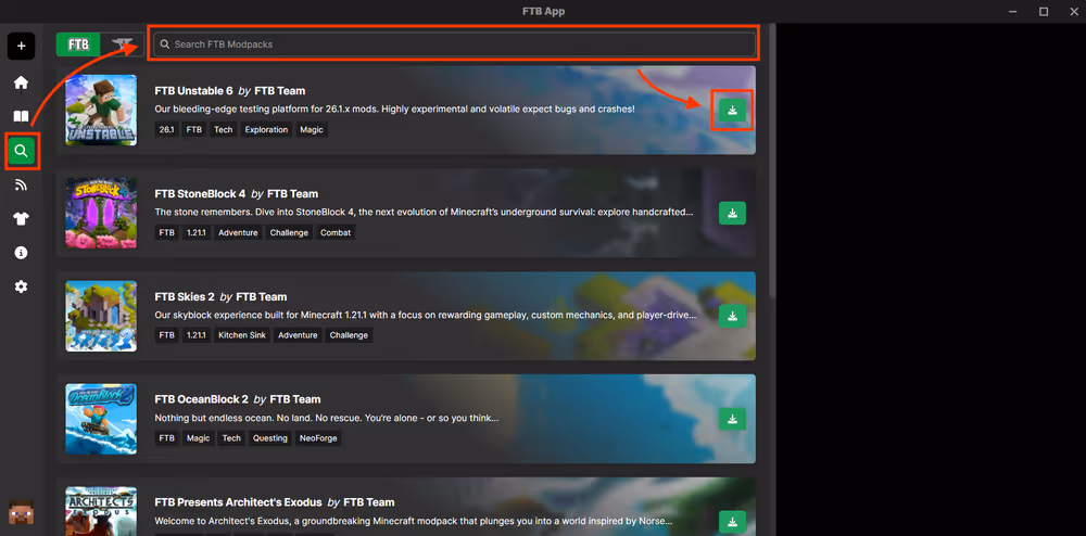 How to searvh for specific moidpack and install on Minecraft client