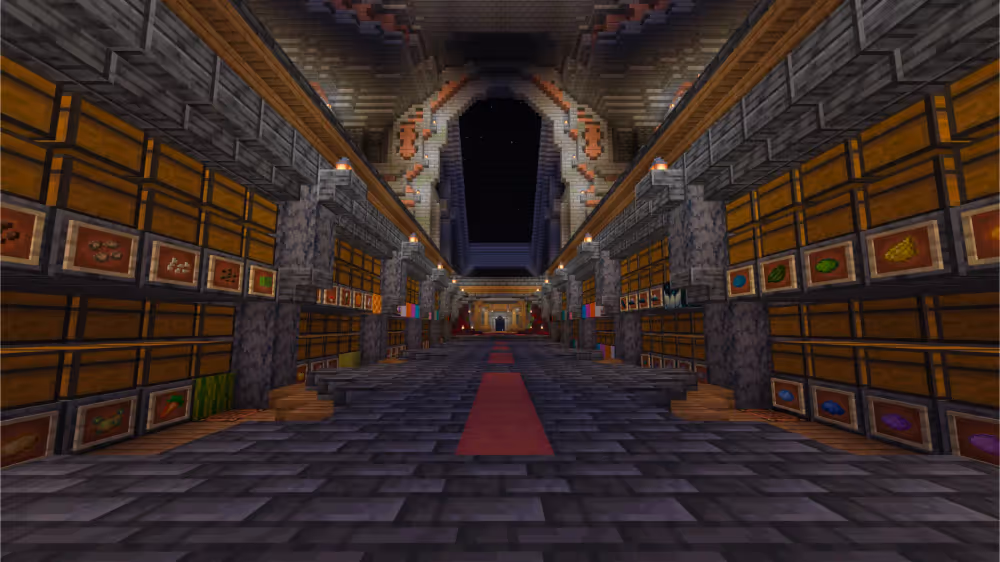 Manilla Minecraft end game storage base