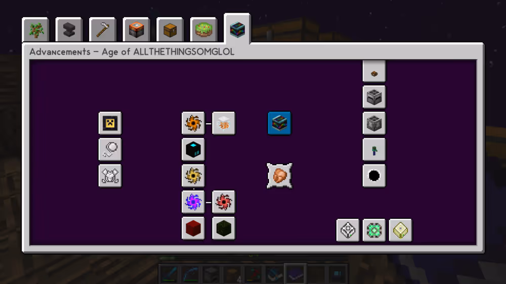 A screenshot of the Skyblock 4 progression tree